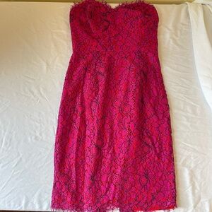 Likely Pink and Red Lace Spaghetti Strap Dress
